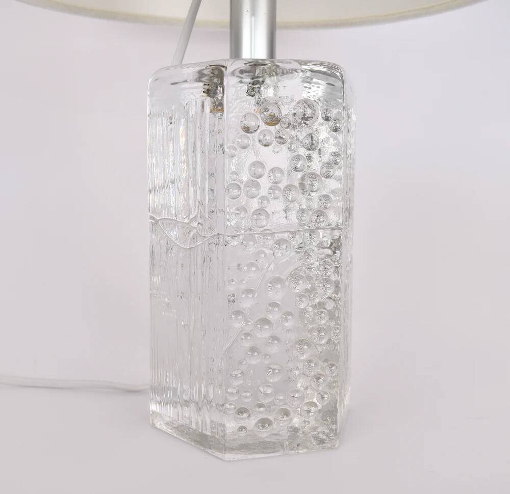 Lampe de table structurée en cristal massif du milieu du siècle par Willem Heesen pour Royal Leerdam