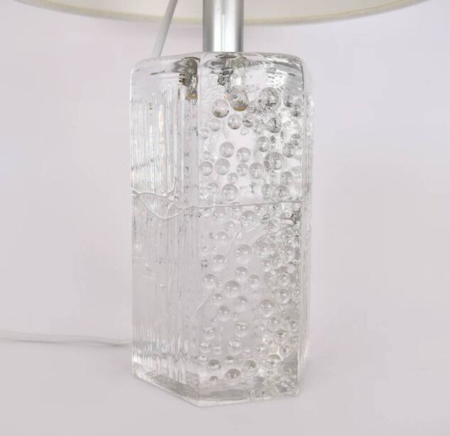 Mid-century solid crystal structured table lamp by Willem Heesen for Royal Leerdam