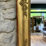 Miroir ancien de cheminée 144,5cm/131,5cm feuille d’or et mercure