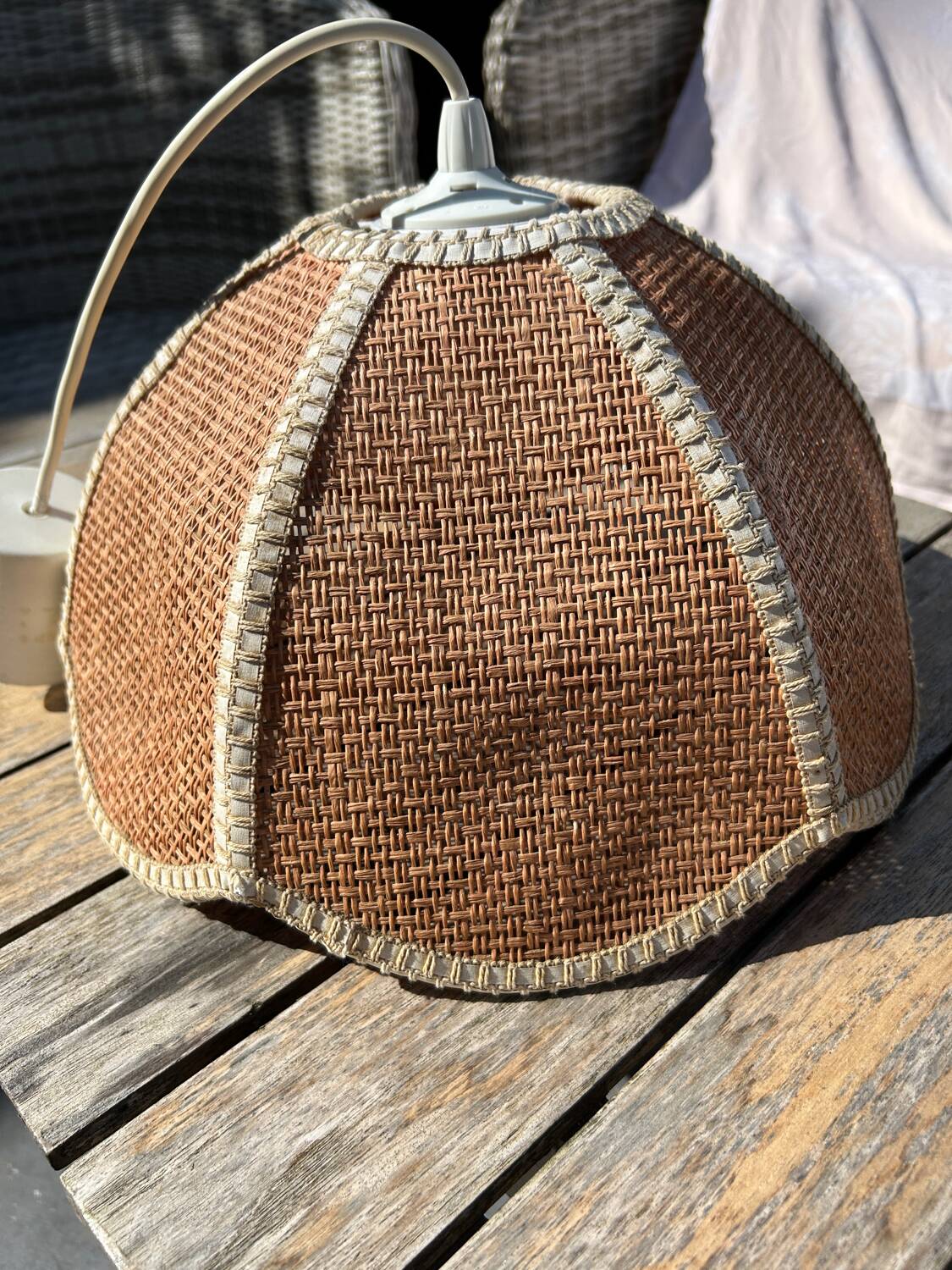 Natural fiber pendant light from the 70s