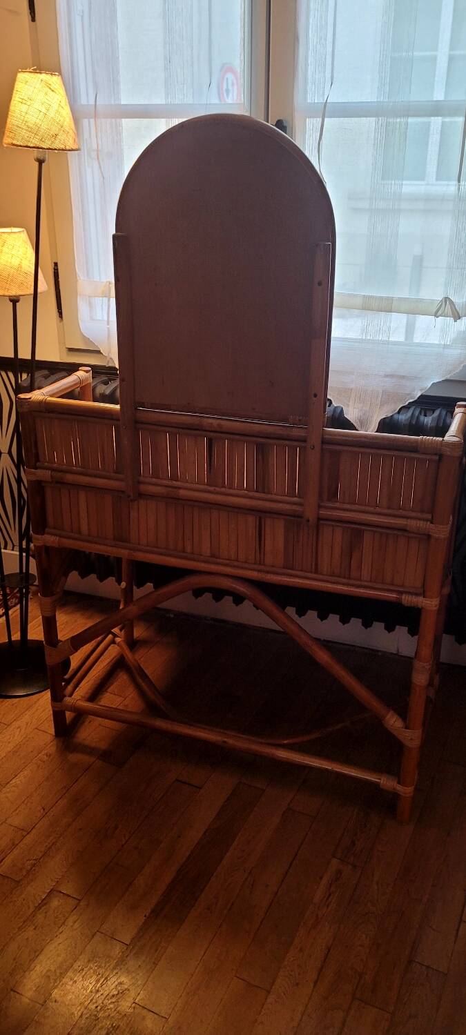 Magnificent bamboo dressing table and its stool.