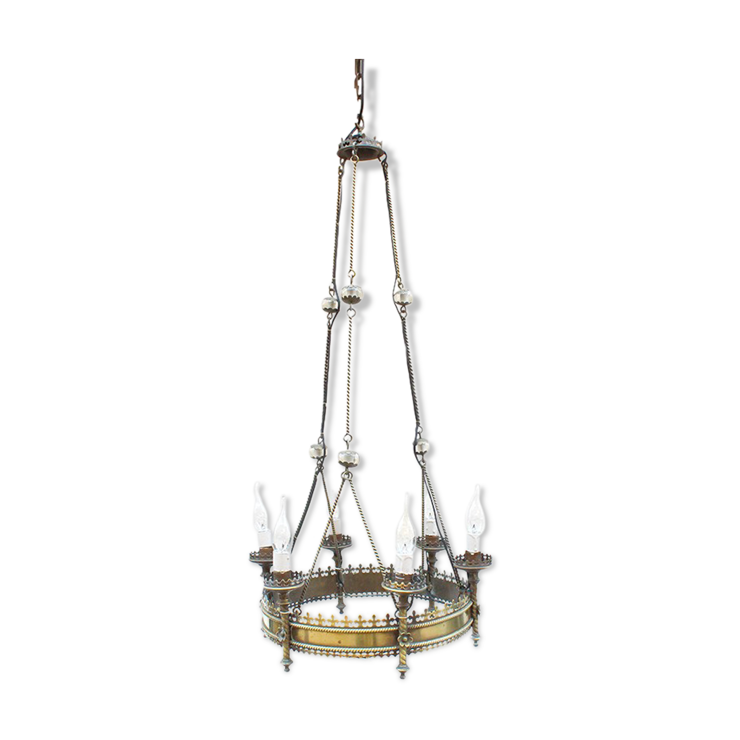 Brass gothic chandelier