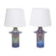 Tall Mid-Century Modern Danish Blue Table Lamps from Soholm, Set of 2