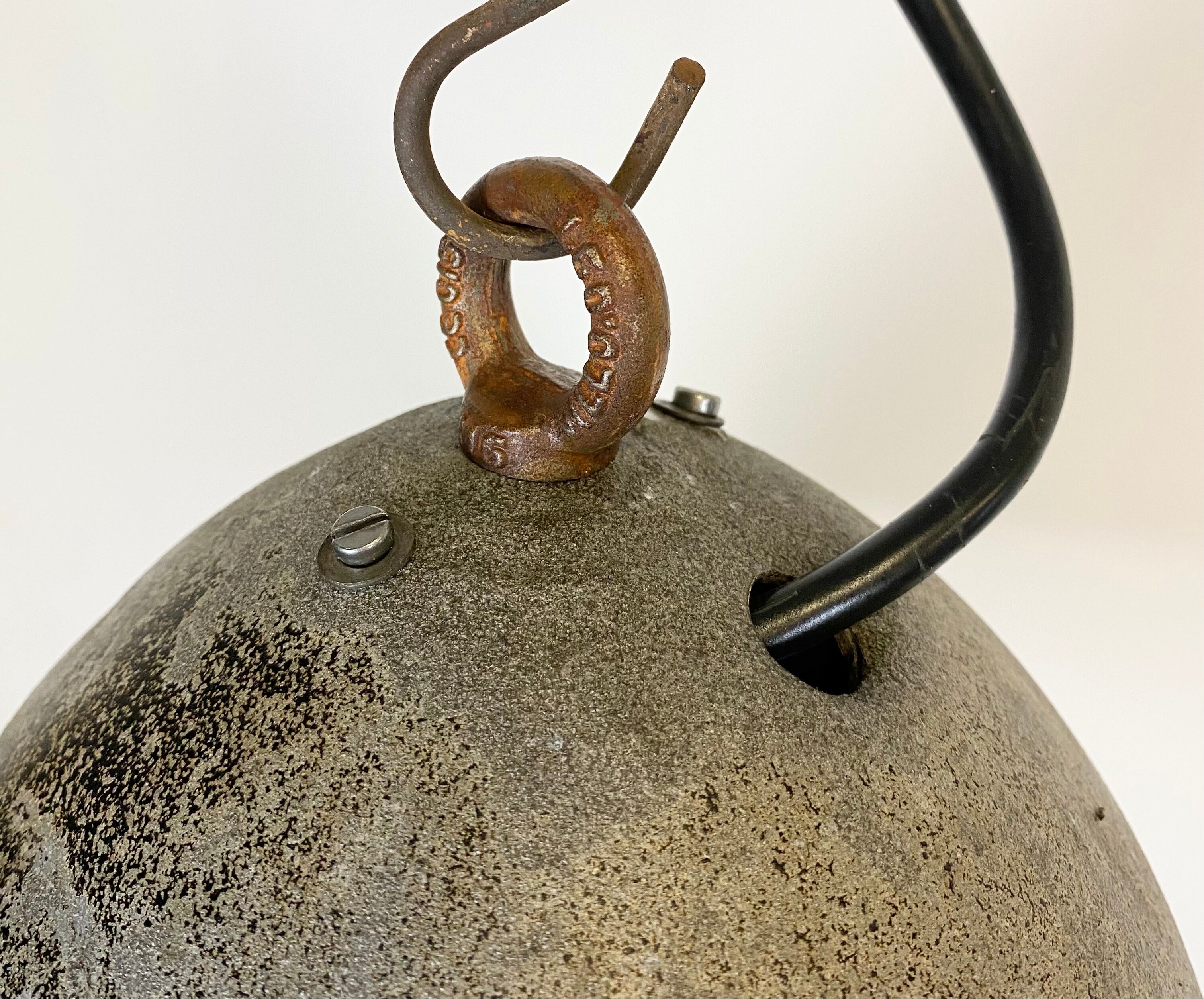 Vintage Black Enameled Hanging Lamp, 1930s