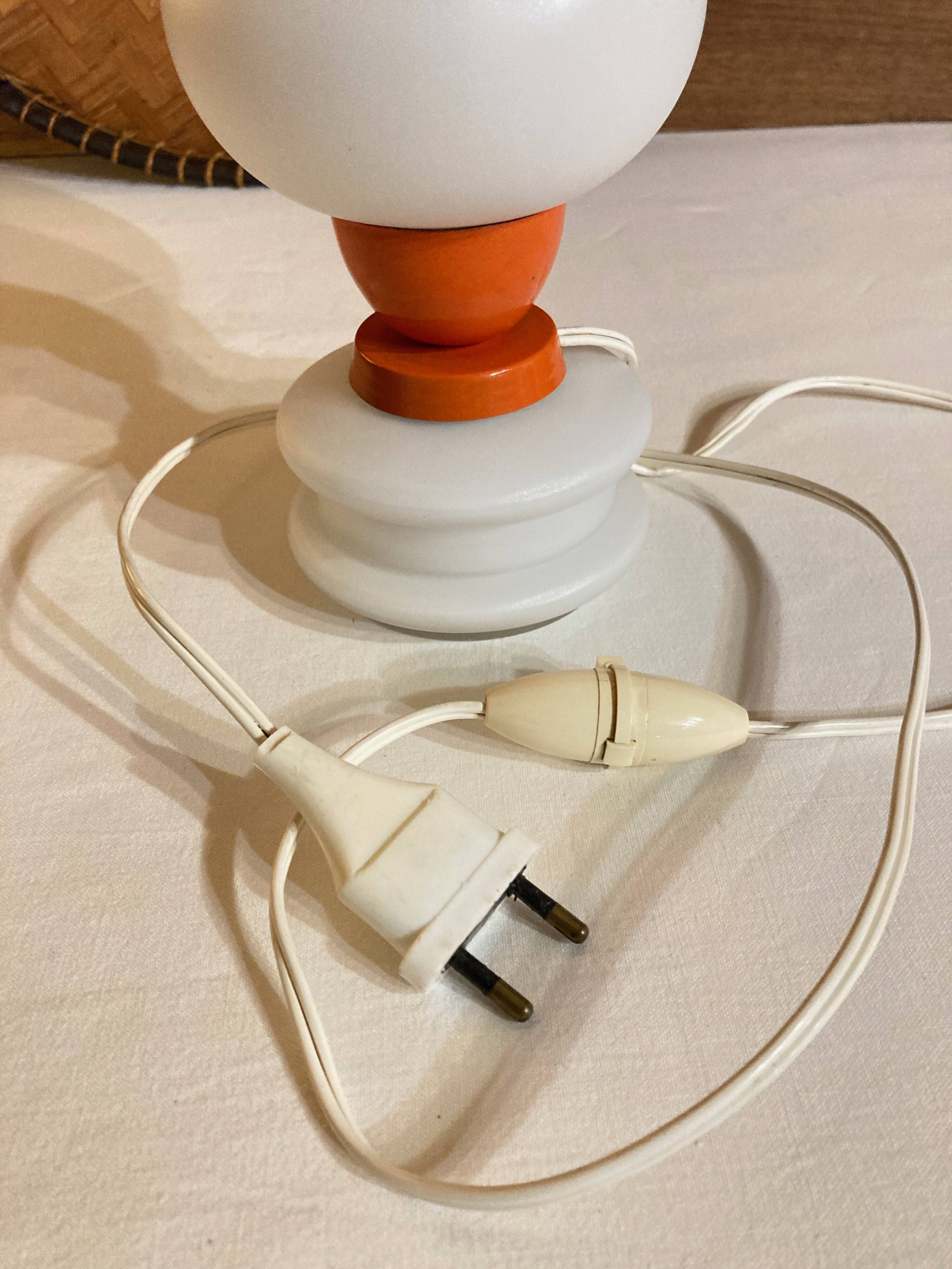 Bedside lamp in opaline glass and orange metal, 1970s