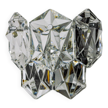 Kinkeldey wall lamp, cut crystals, 2 levels, Germany, 1970