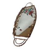 Plateau repas laiton miroir deco fleurs 1930 1960