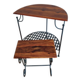 Half-Moon Console and Stool in Rosewood and Wrought Iron