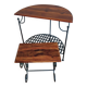 Console Demi-Lune et son tabouret en palissandre et fer forgé
