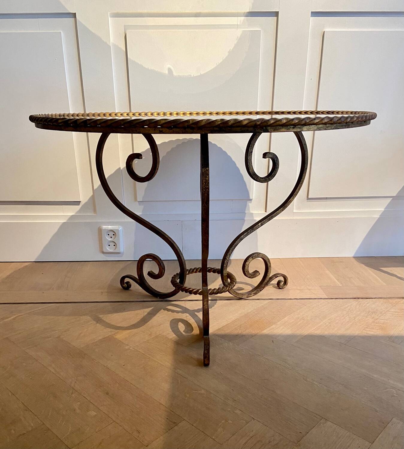 Gilded Coffee table with antique glass mirror top