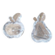 Set of 2 crystal ashtrays in apple and pear shapes.