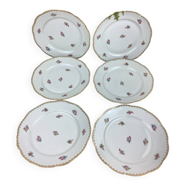 6 Assiettes plates porcelaine Limoges France