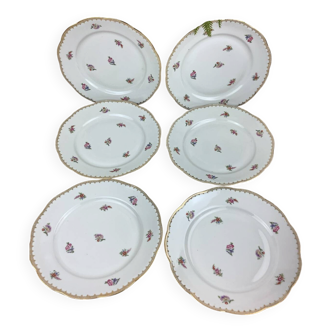 6 flat plates porcelain Limoges France