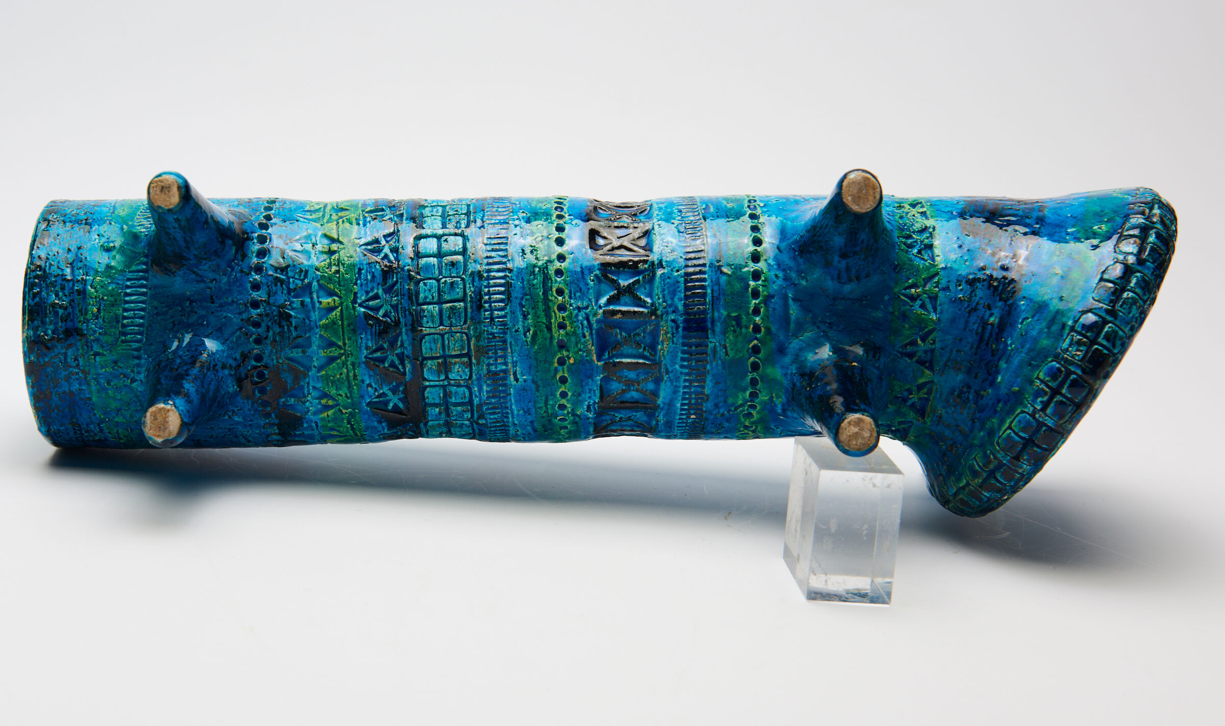 Le Chat by Aldo Londi for Bitossi in blue ceramic, circa 1950