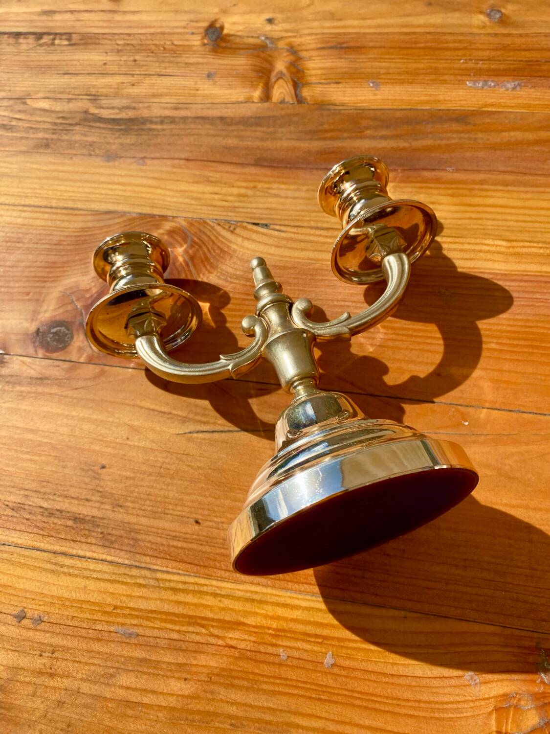 Double silver metal candlestick