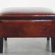 Large square sheepskin leather ottoman with a beautiful patina