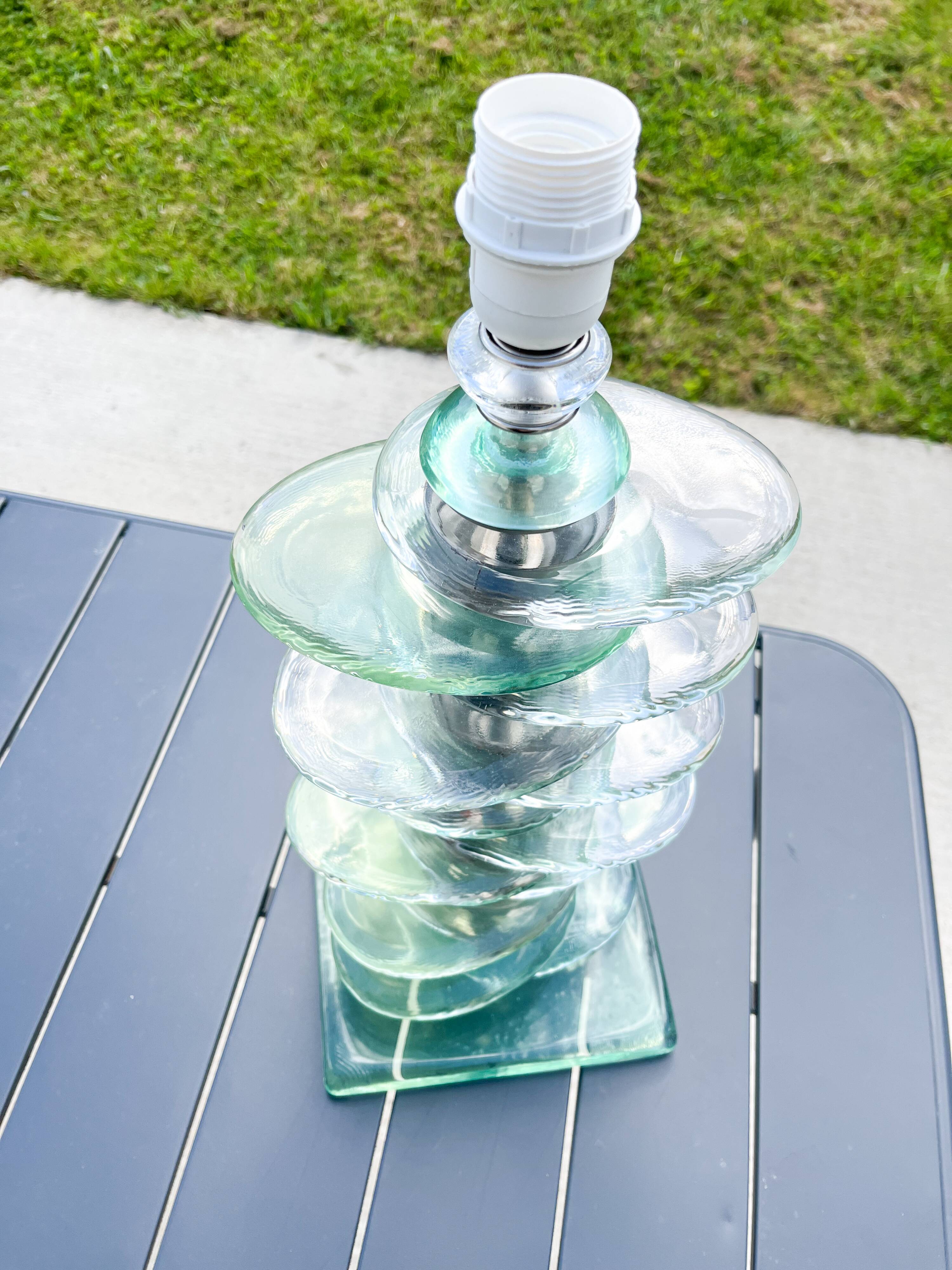 Large lamp base made of glass pebbles from the 70s/80s