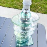 Large glass pebble lamp base from the 70s/80s
