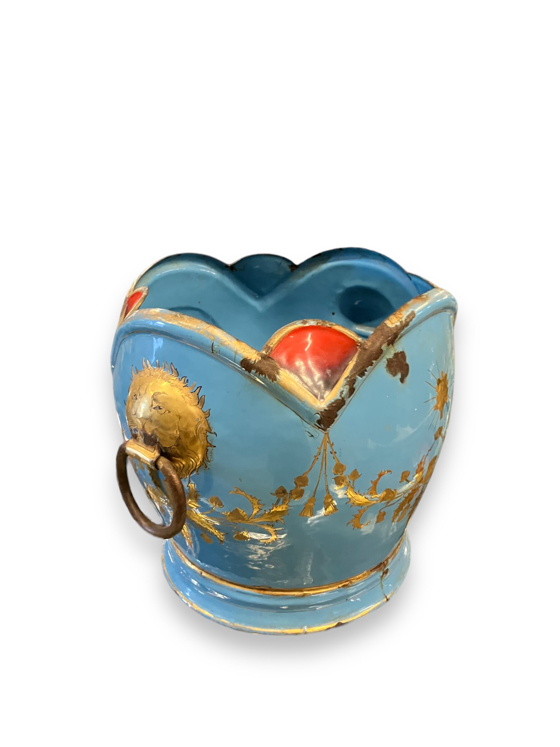 Planter In Early Painted Enamelled XIXth Signed E. Corrier