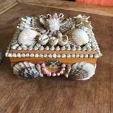 Set of boxes and vintage vase in mini shells