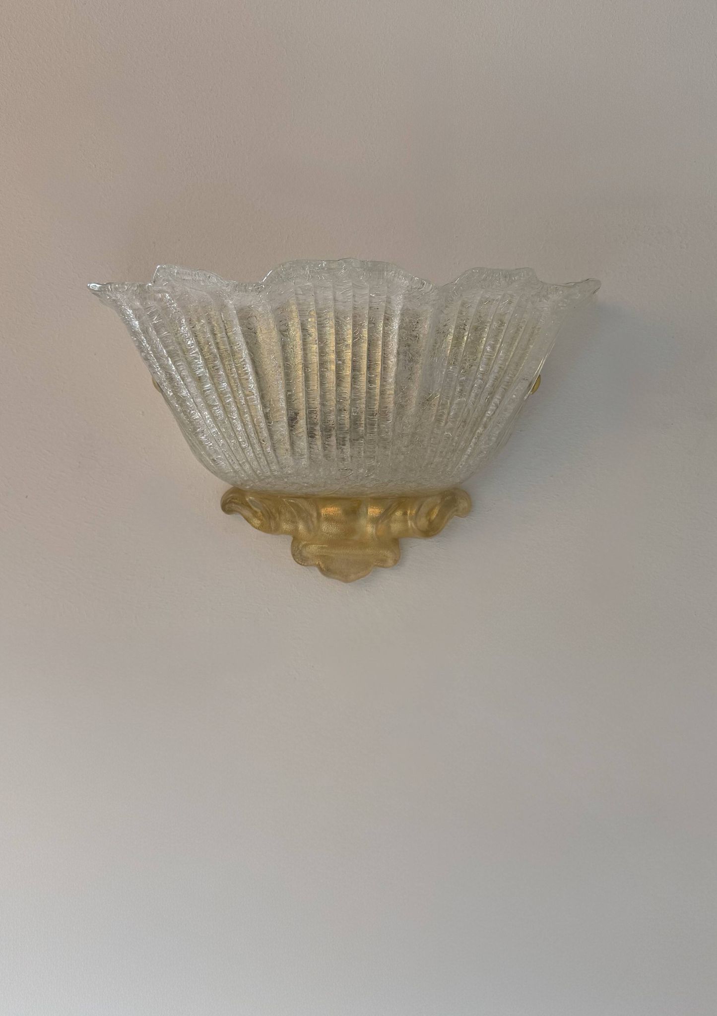 Pair of vintage pressed molded wall sconces, Murano glass, Italy, 1980
