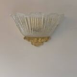 Paire d'appliques vintage moulé pressé, verre de Murano, Italie, 1980