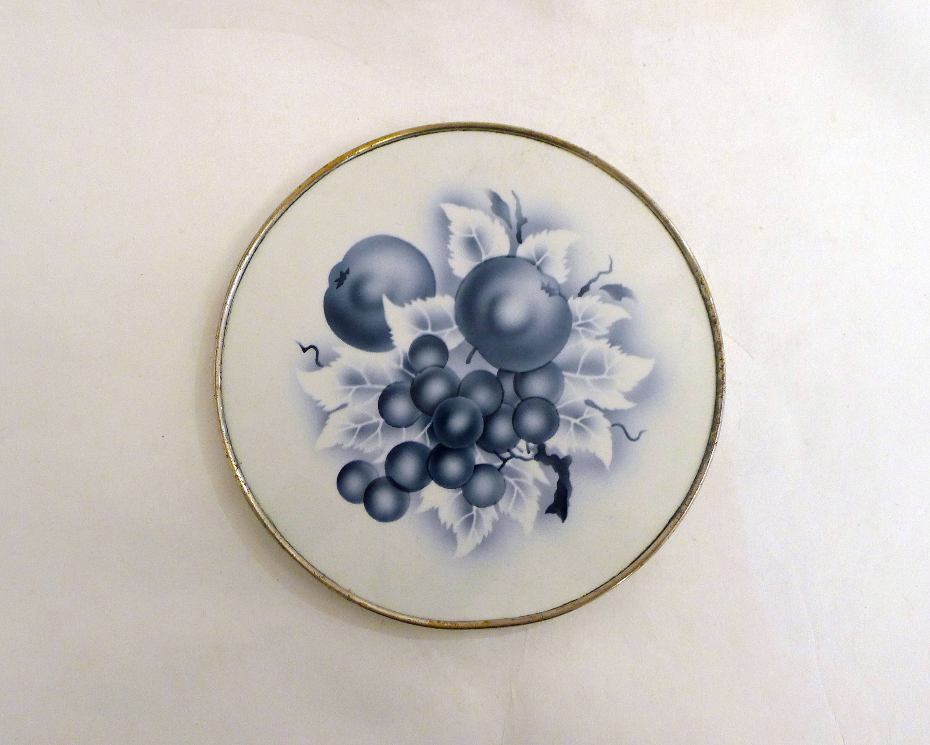 Plat à gâteau décor Fruits 1940'