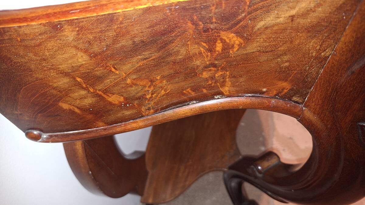 Console Napoleon III mahogany, pink marble top