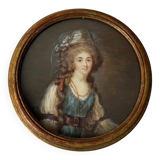 19th century miniature representing an elegant 18th century gilded frame