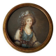 19th century miniature representing an elegant 18th century gilded frame