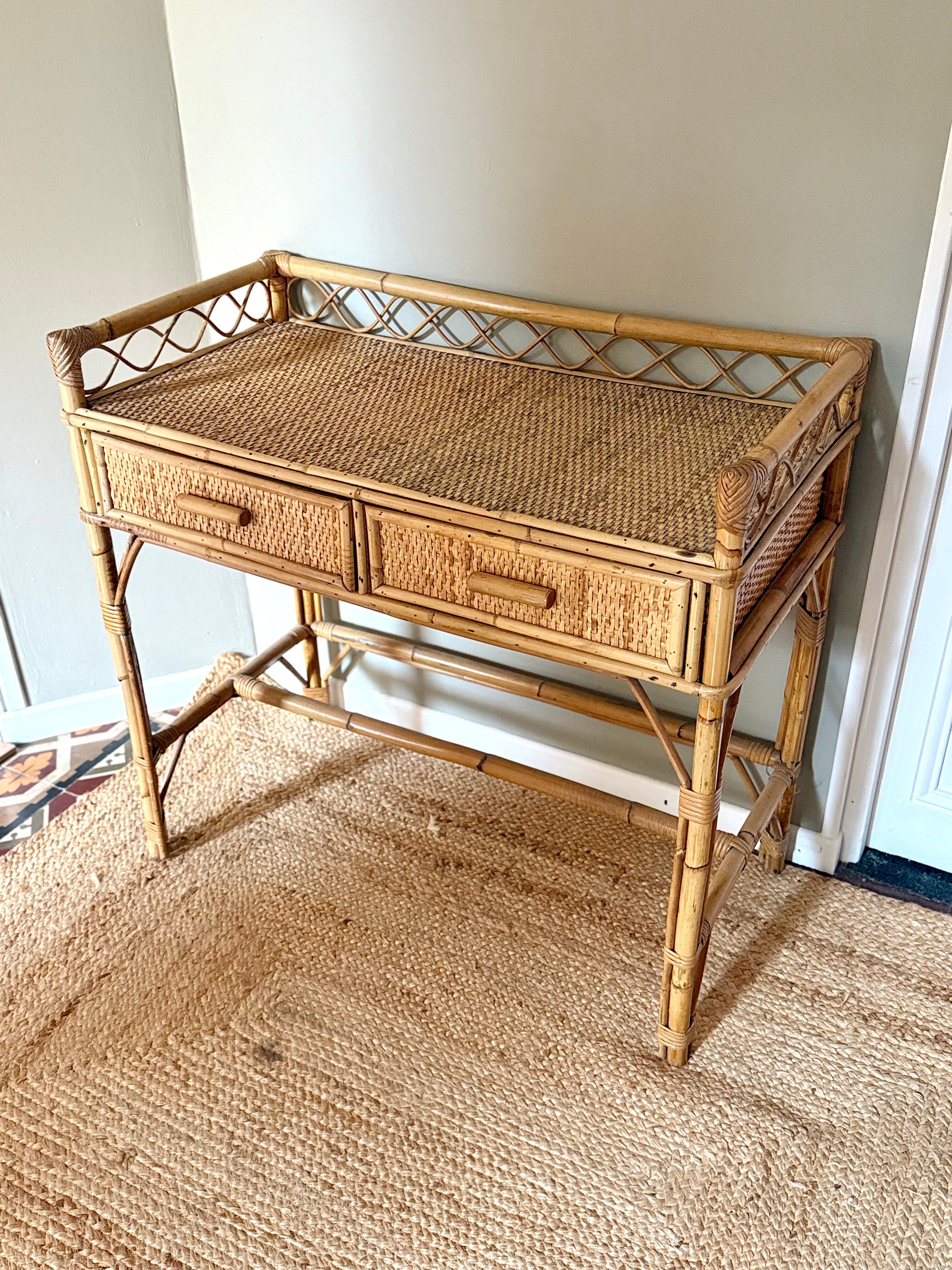 Vintage bamboo and rattan desk