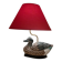 Decorative table lamp with a sculpted duck-shaped base and painted finish.