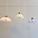 Trio of Art Deco pendant lights in scalloped opaline, 1920-30