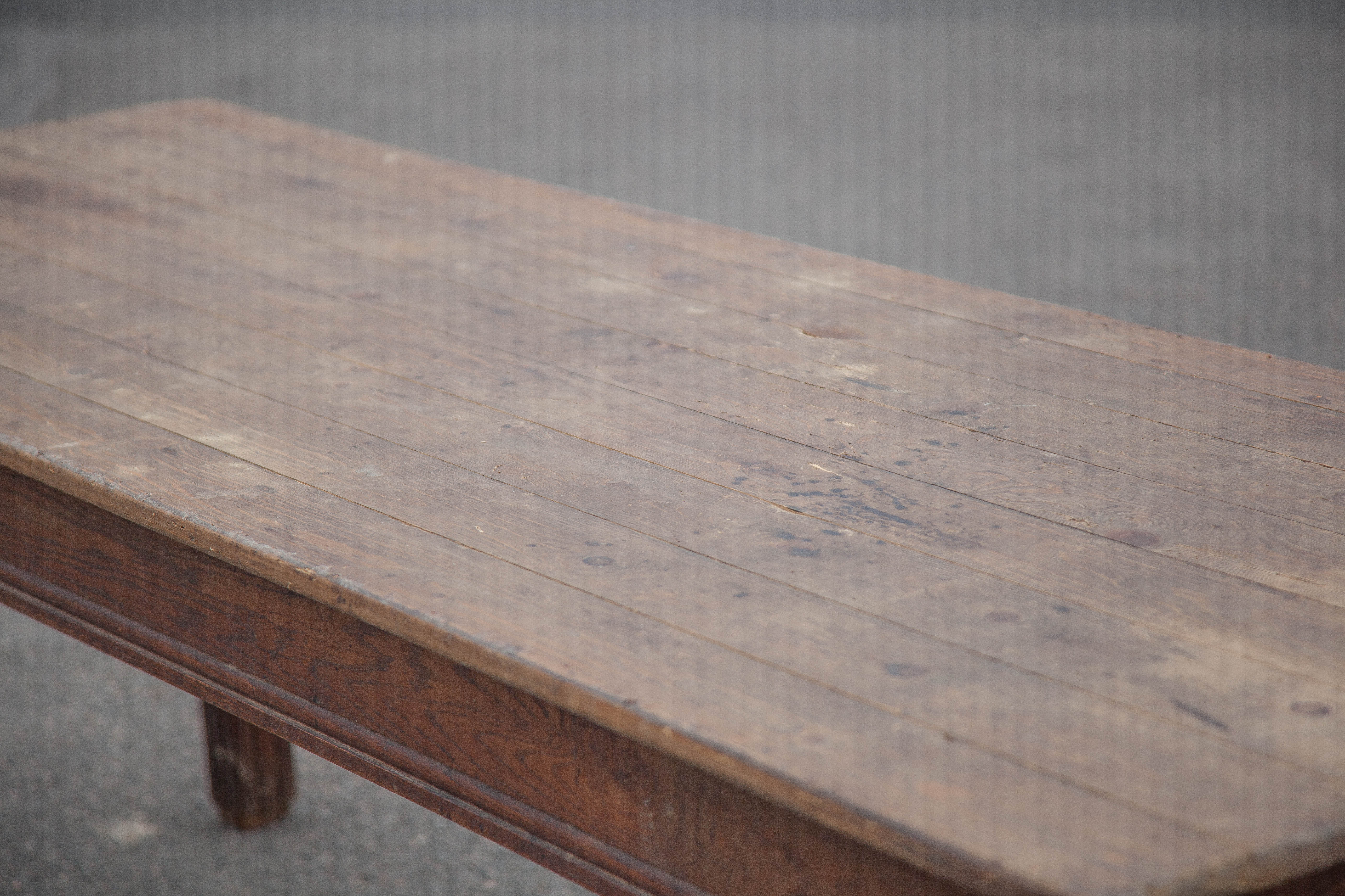 Antique farmhouse table, antique wood dining table, large table with 1 drawer