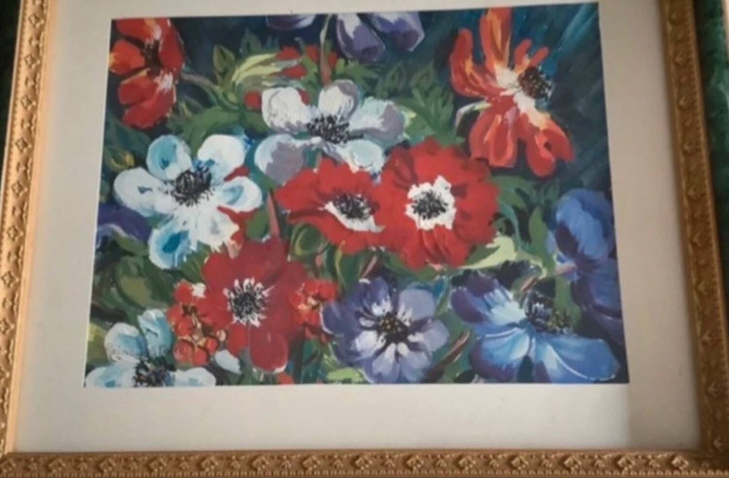 Framed painting 35X28 cm Anemones