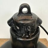 Industrial Black Enamel Factory Pendant Lamp with Iron Top, 1950s