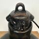Industrial Black Enamel Factory Pendant Lamp with Iron Top, 1950s