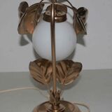 Vintage lamp or night light flowers metal and opaline L-- 70's years