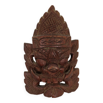 Masque de décoration asiatique en bois sculpté