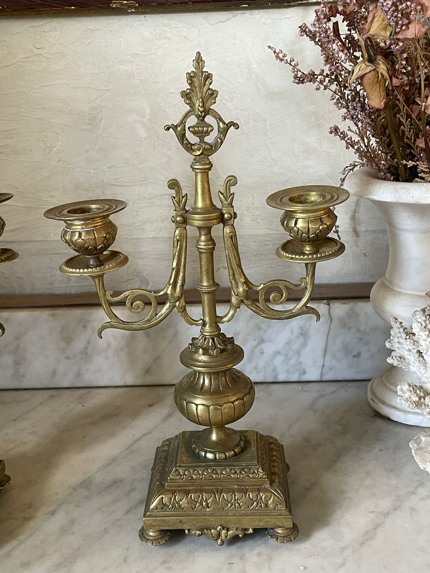 Pair of gilded bronze candlesticks in the Napoleon III style.