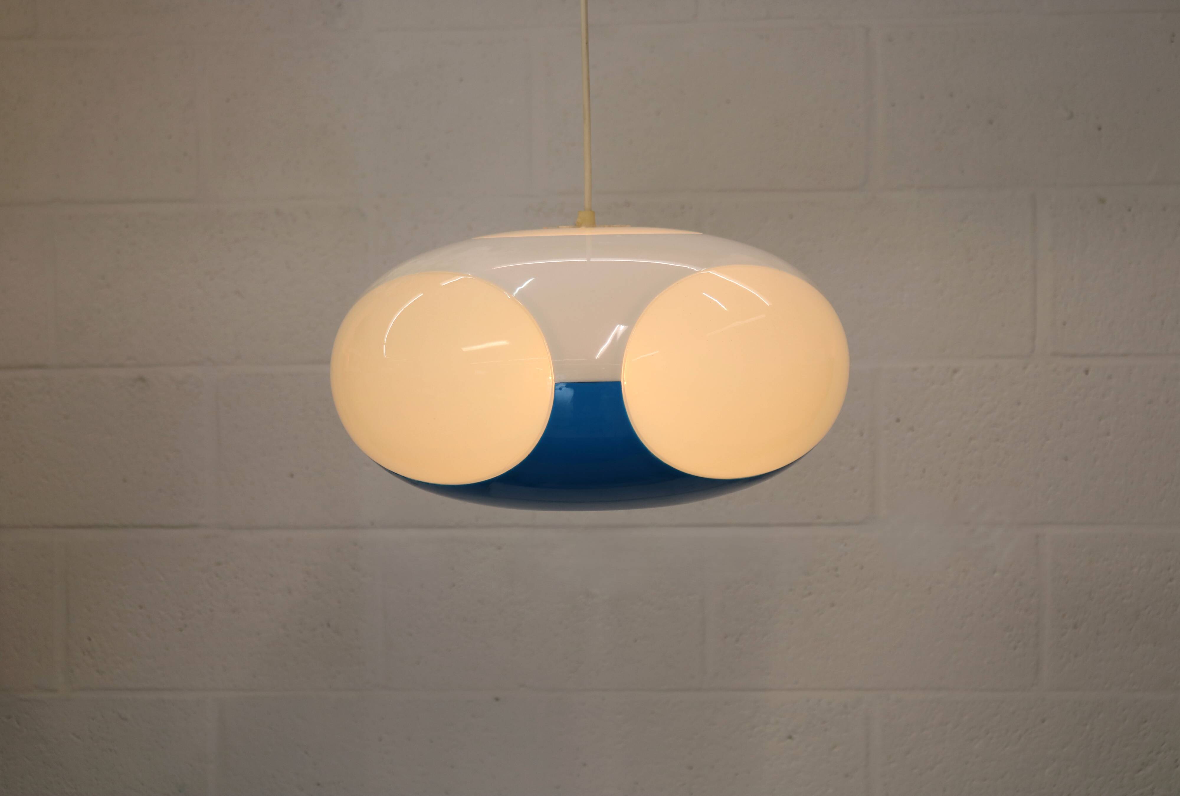 Unique Space age bug eye ufo lamp *** Massive Belgium *** blue and white