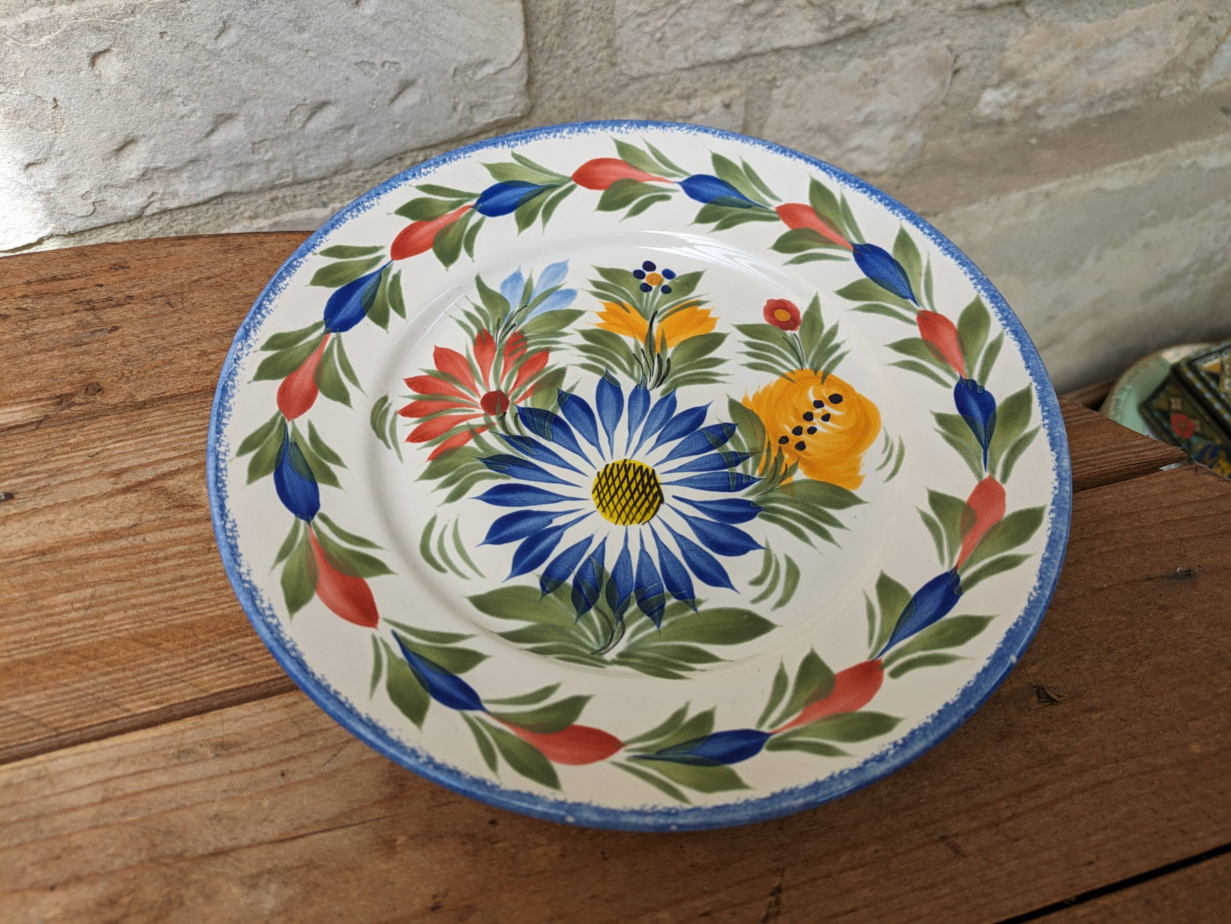 Old hand painted plate HB Locronan
