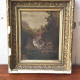 Old 19th century waterfall canvas