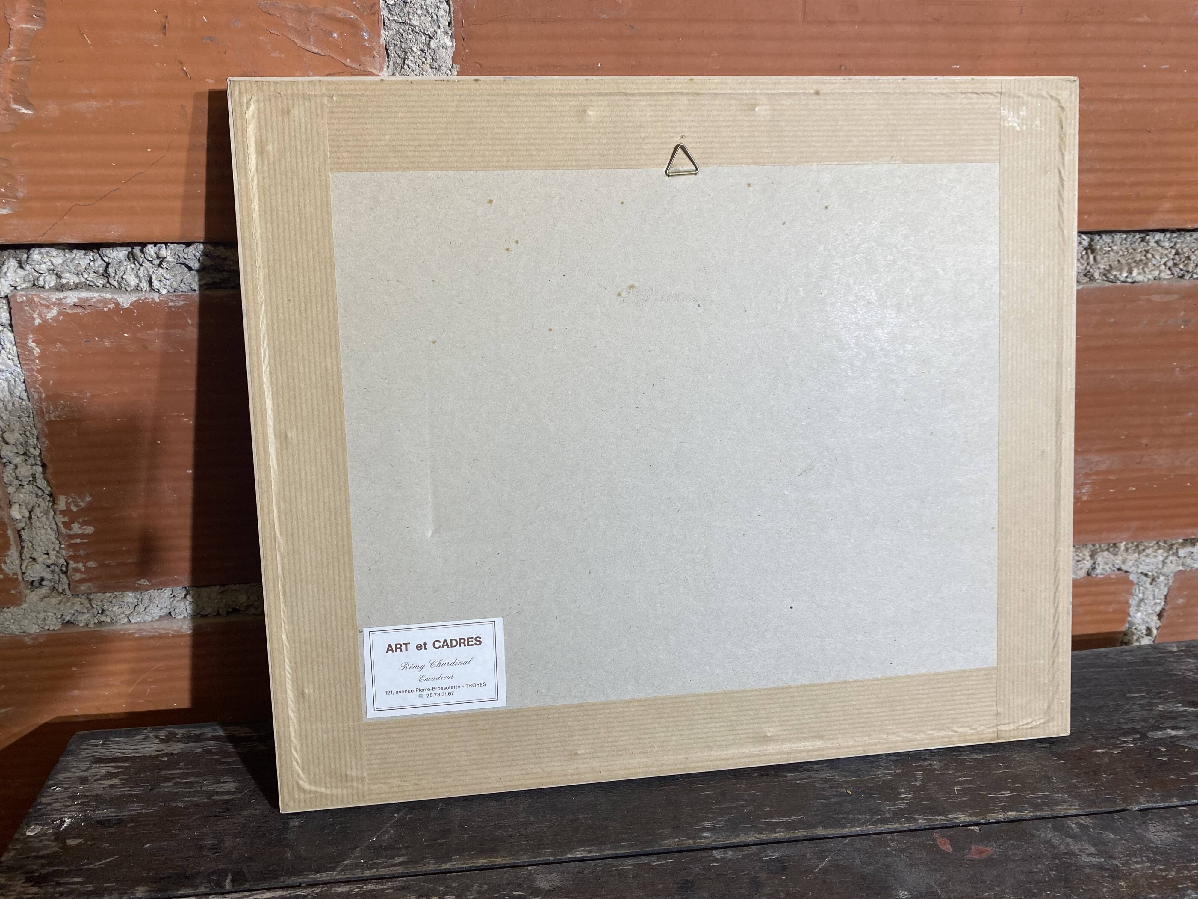 Aquarelle Sur Papier JEAN MOREL Vue Maison De Pêcheurs + Cadre Bois Blanc