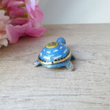 Miniature turtle box in blue cloisonné enamel, turtle jewelry box