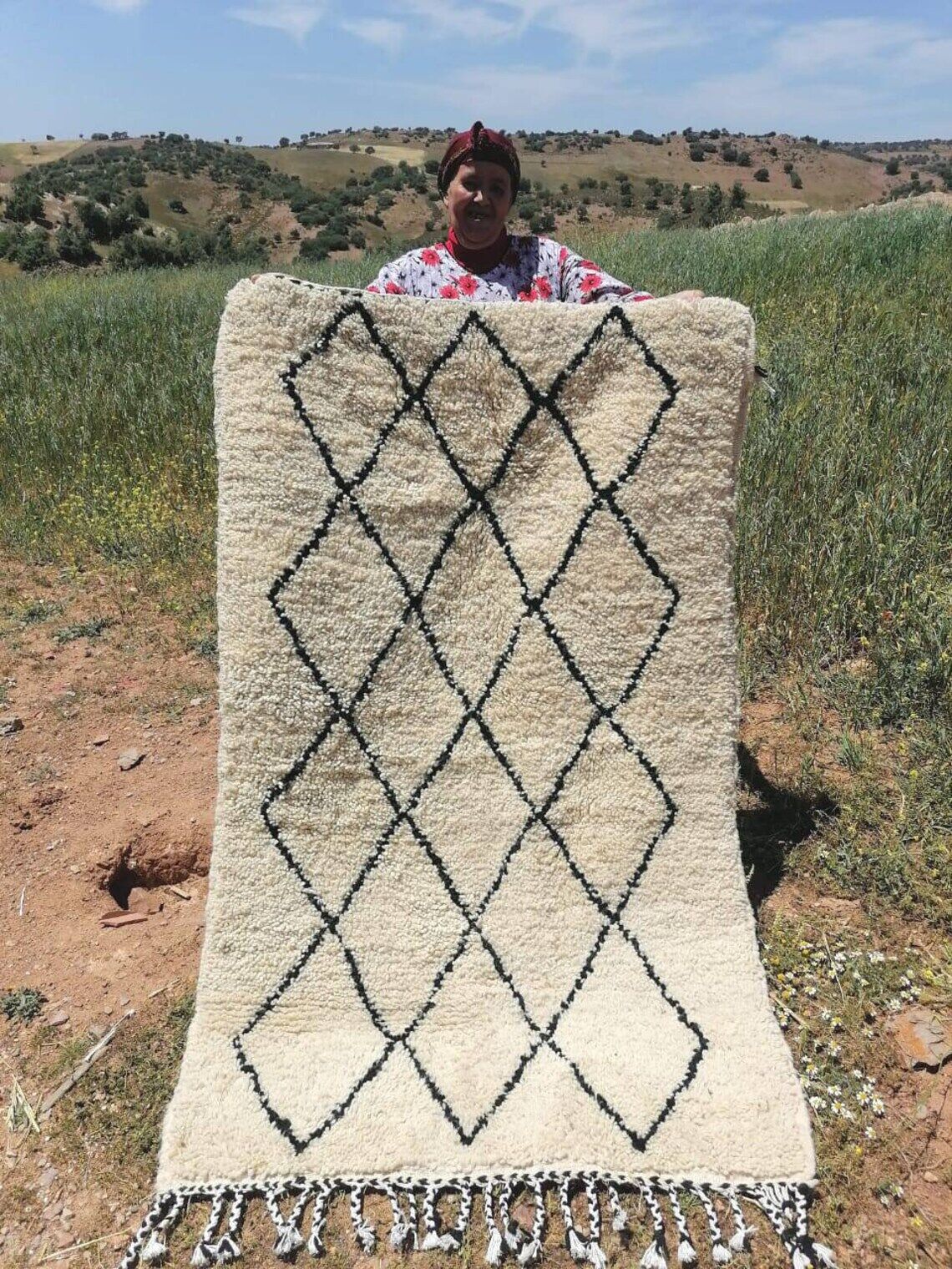 Moroccan beni ourain rug 92x153 cm