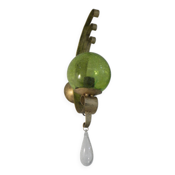 Applique Murale métal Globe et pampille en Verre Soufflé Rétro Art Déco
