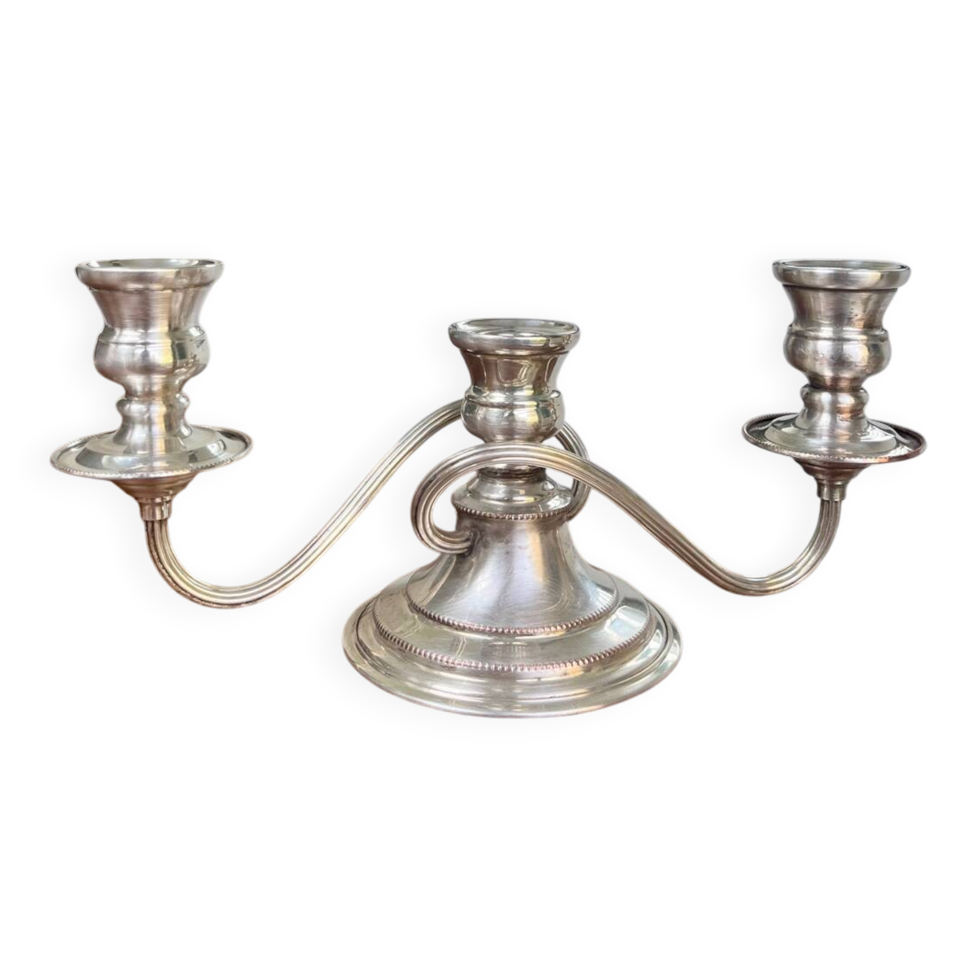 English triple chandelier in silver-plated metal – Made in England