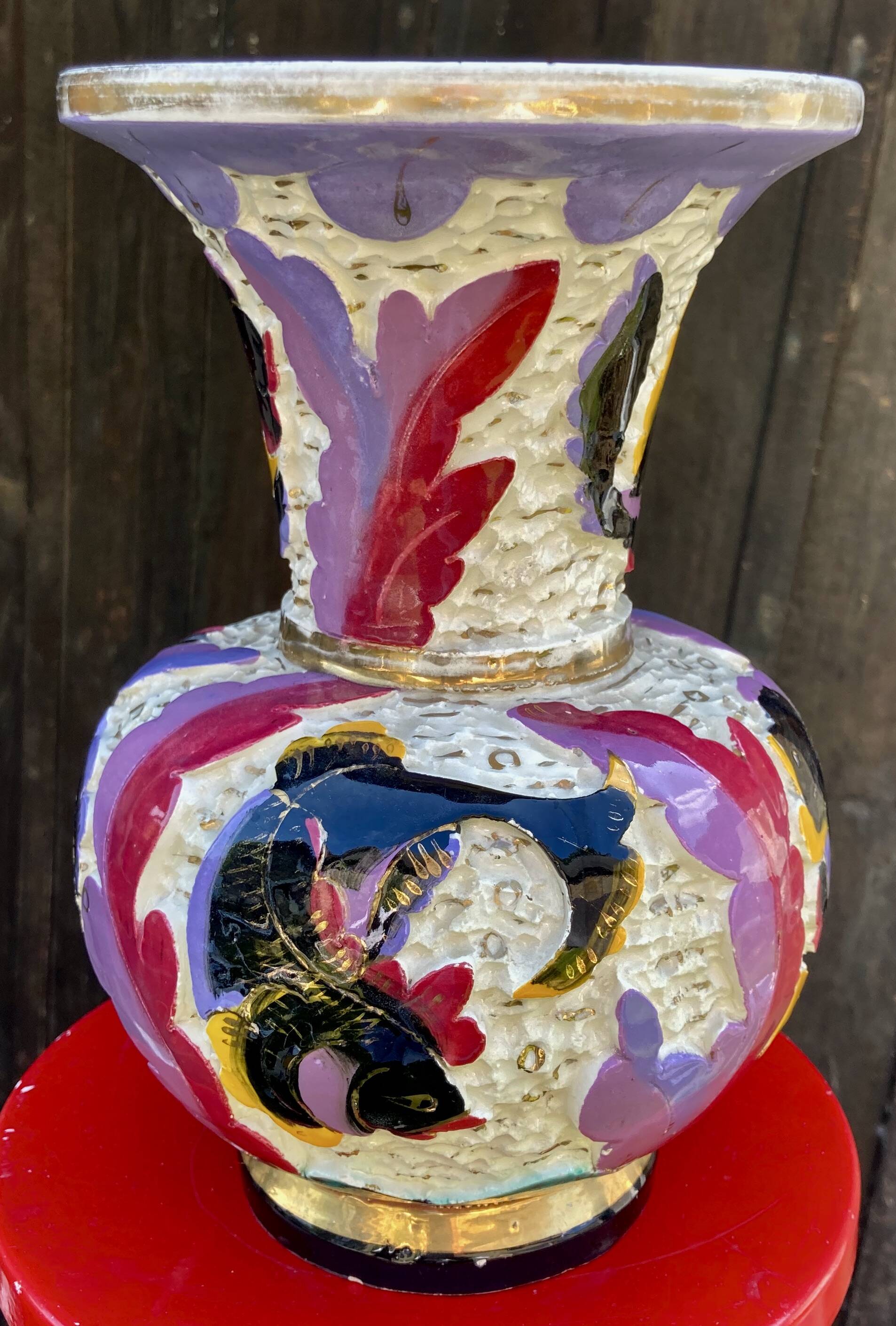 Monaco ceramic vase - Monte Carlo 1950s, fish decor - XXL dimensions
