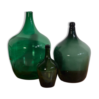 Anciennes damajuanas vertes (vers 1920). Ensemble 3 pièces #5
